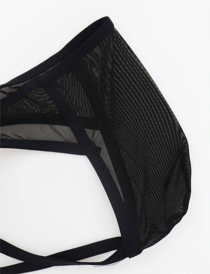 Men's Two - Tone Mesh Thong Underwear